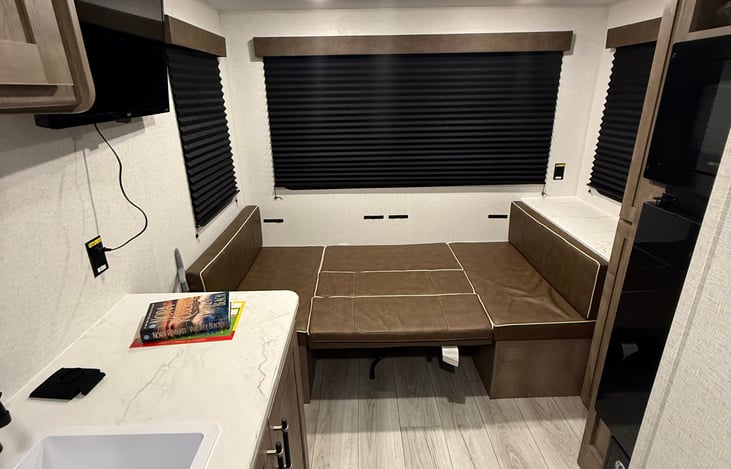 Rear dinette made into the bed