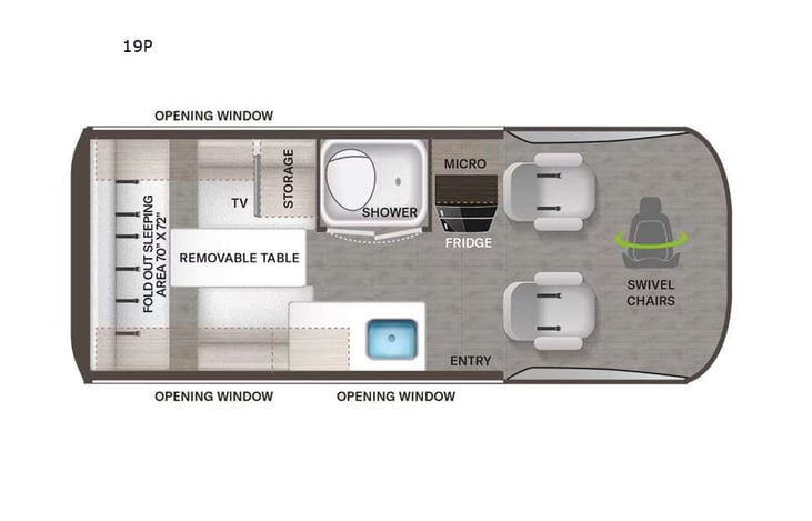 Representative floor plan provided by a trusted RVshare partner.