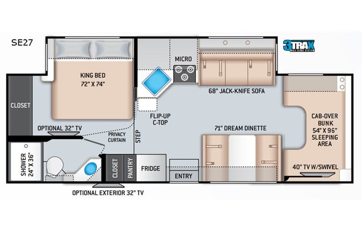 Representative floor plan provided by a trusted RVshare partner.