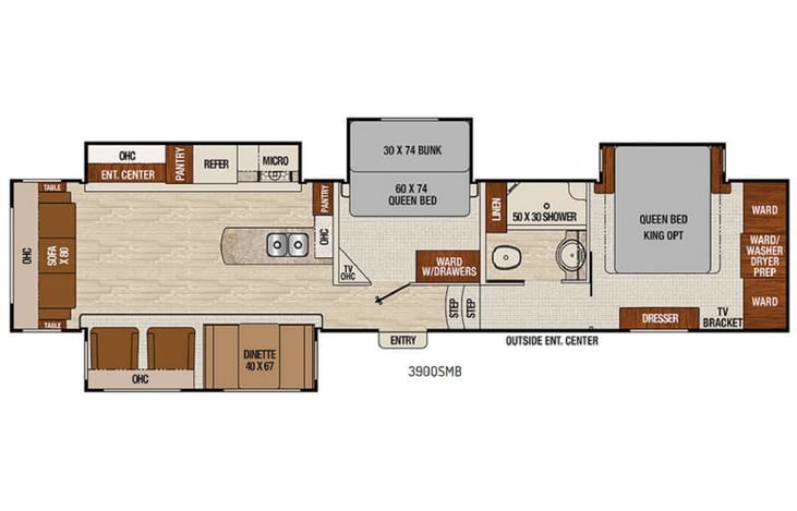 Representative floor plan provided by a trusted RVshare partner.