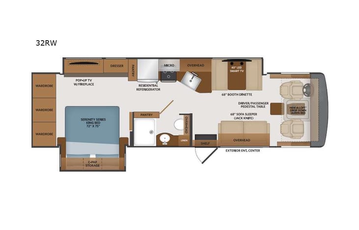 Representative floor plan provided by a trusted RVshare partner.