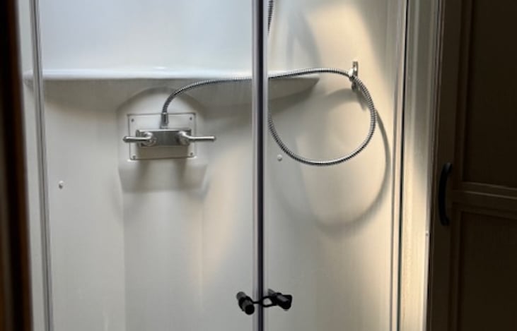 Spacious corner shower