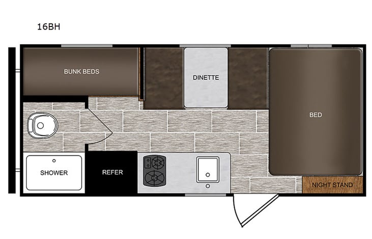 Representative floor plan provided by a trusted RVshare partner.