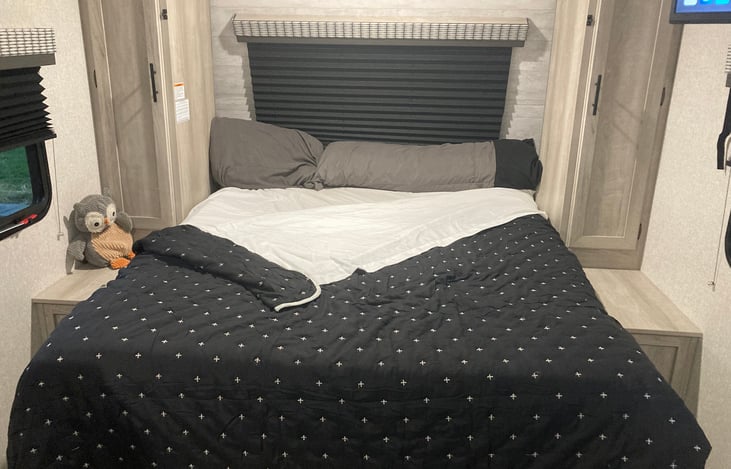 Queen Murphy bed out over sofa