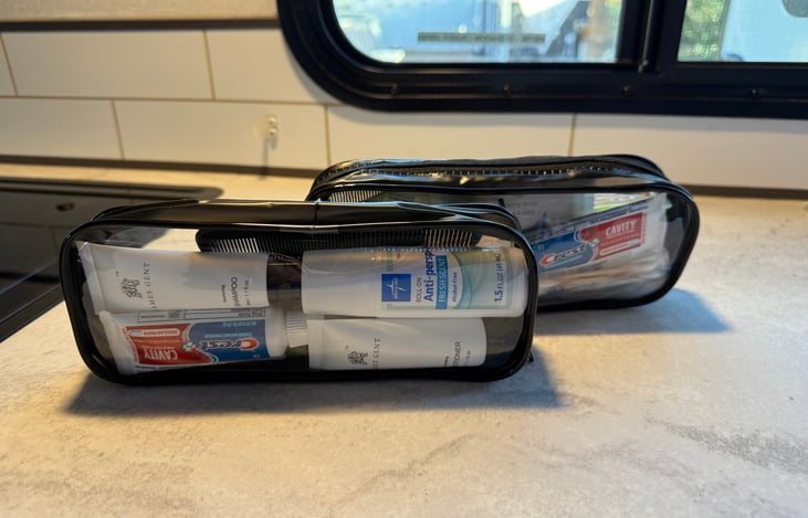 toiletry kit included. 1 per adult