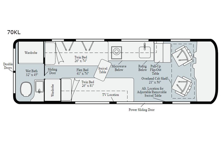 Representative floor plan provided by a trusted RVshare partner.