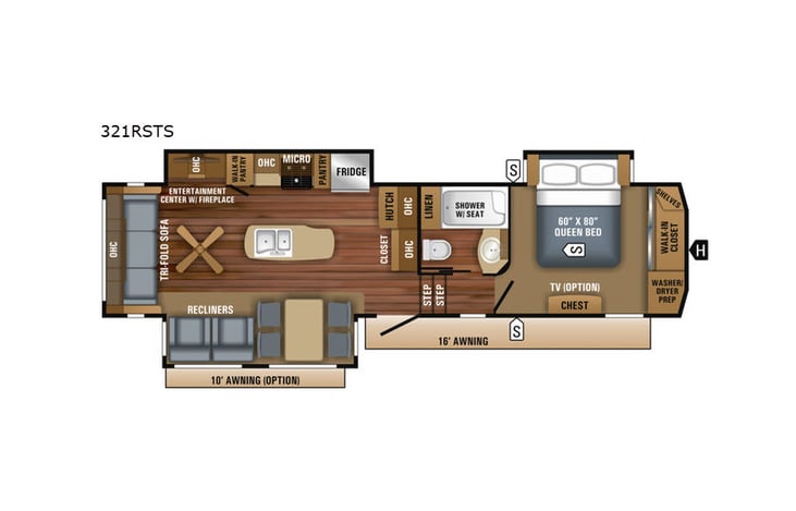 Representative floor plan provided by a trusted RVshare partner.