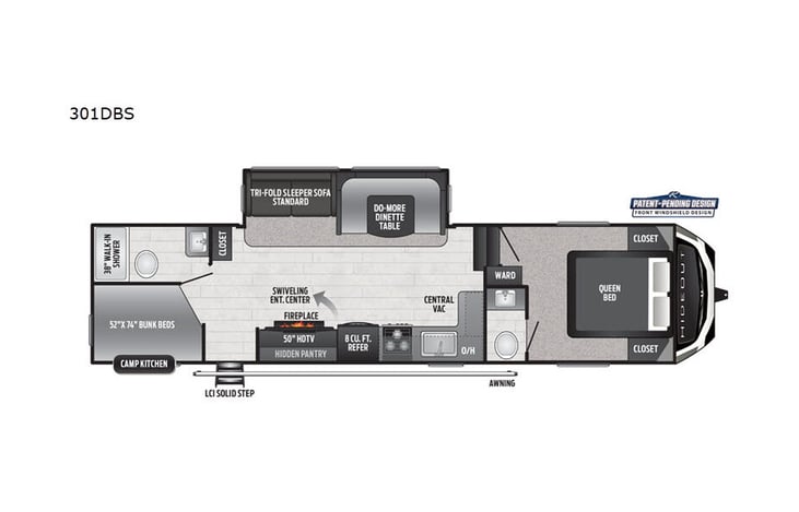 Representative floor plan provided by a trusted RVshare partner.