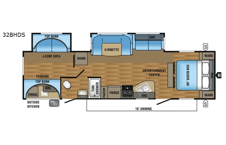 Representative floor plan provided by a trusted RVshare partner.