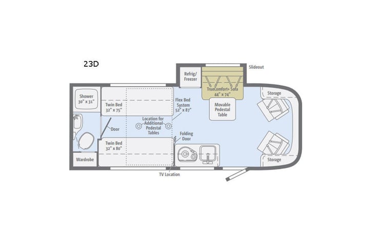 Representative floor plan provided by a trusted RVshare partner.