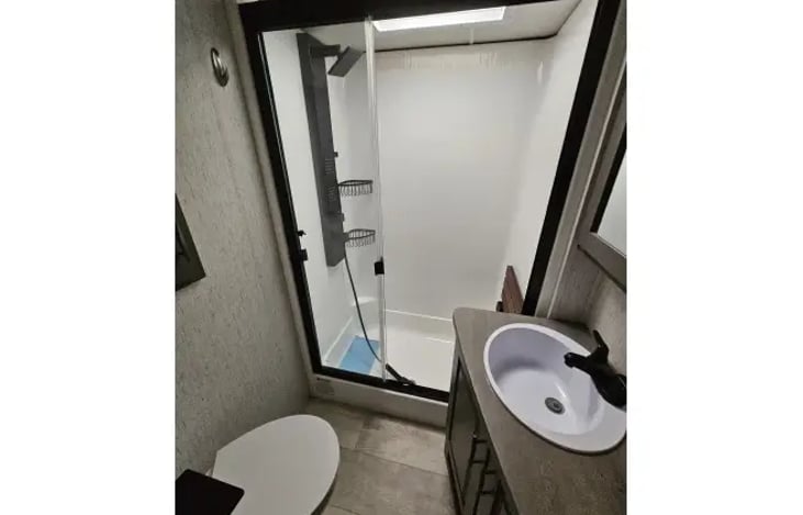 Master Bathroom.  Shower has wand sprayer and body jets.