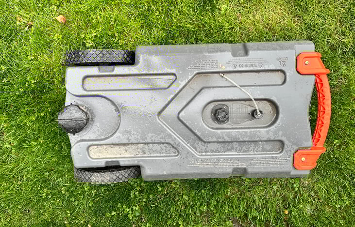 Portable holding tank available as an add on and recommended for rentals without full hook up that are longer rentals/ rentals with a lot of visitors