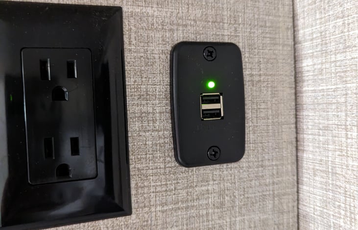 USB Charging and Electrical outlets in Bunkbeds.