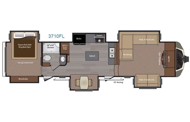 Representative floor plan provided by a trusted RVshare partner.