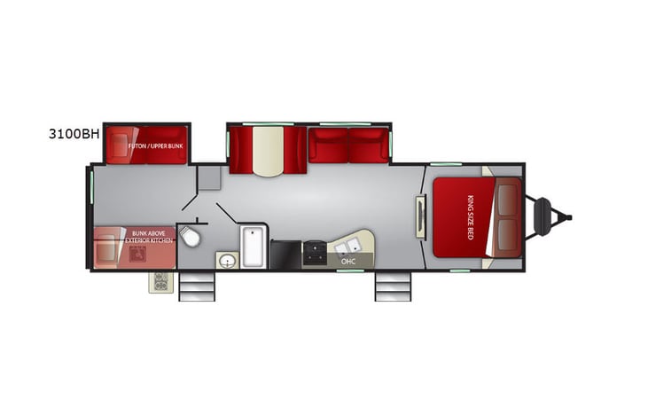 Representative floor plan provided by a trusted RVshare partner.