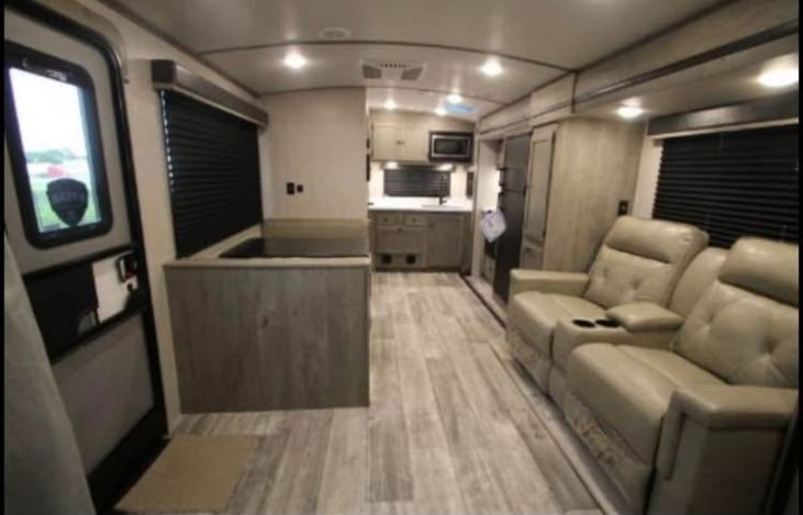 Dinet and recliners are in Pleather for easy cleaning