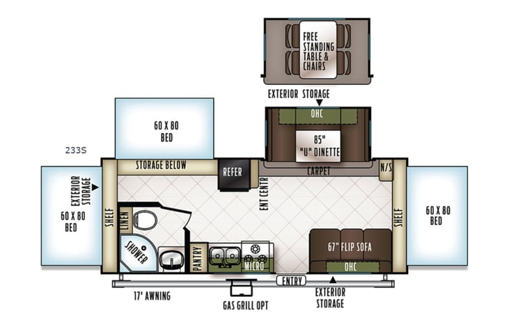 Representative floor plan provided by a trusted RVshare partner.