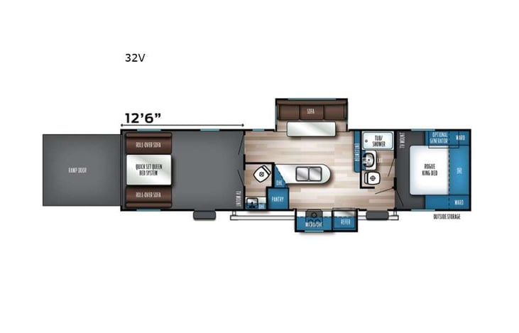 Representative floor plan provided by a trusted RVshare partner.