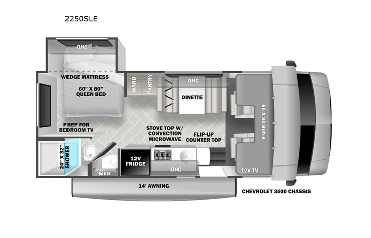 Representative floor plan provided by a trusted RVshare partner.