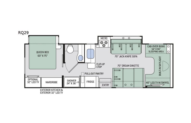 Representative floor plan provided by a trusted RVshare partner.