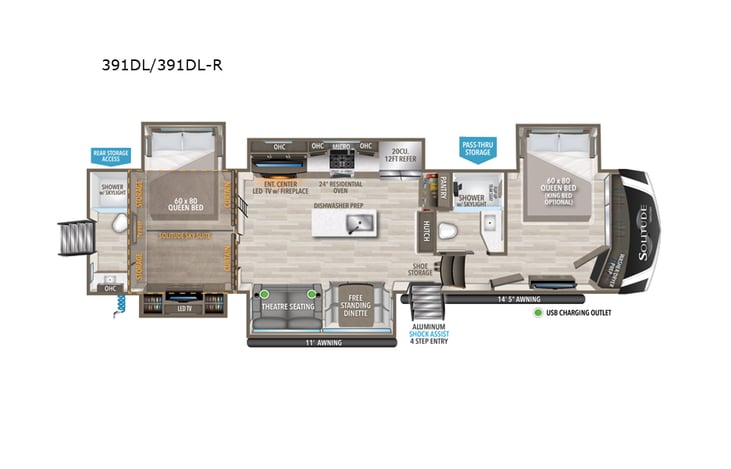 Representative floor plan provided by a trusted RVshare partner.