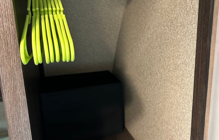 Clothes closets located on both sides of the master bed.