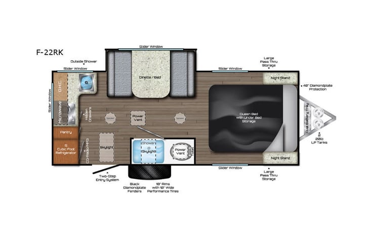 Representative floor plan provided by a trusted RVshare partner.