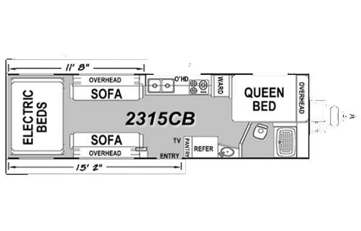 Representative floor plan provided by a trusted RVshare partner.