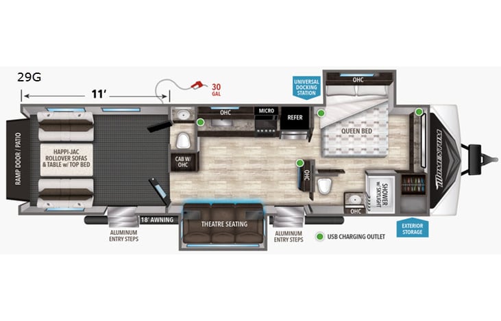 Representative floor plan provided by a trusted RVshare partner.