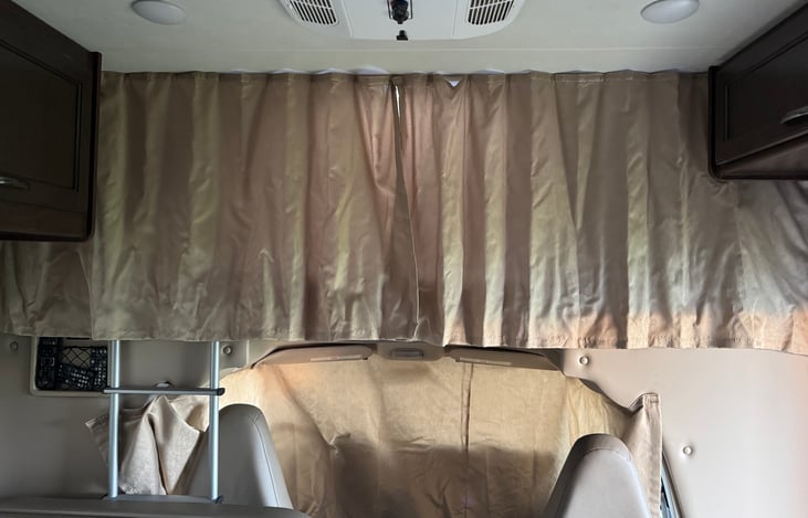 Over the cab bed with privacy curtain closed
