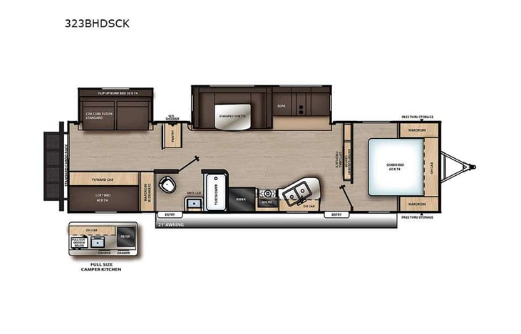Representative floor plan provided by a trusted RVshare partner.