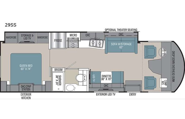 Representative floor plan provided by a trusted RVshare partner.