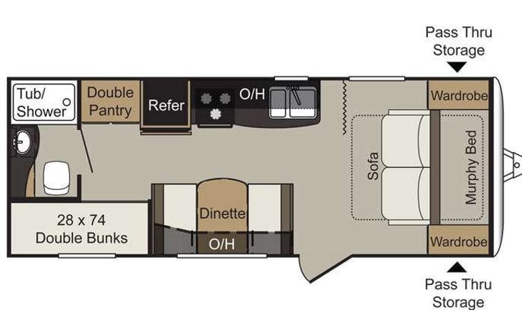 Representative floor plan provided by a trusted RVshare partner.
