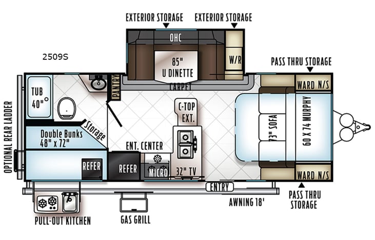 Representative floor plan provided by a trusted RVshare partner.