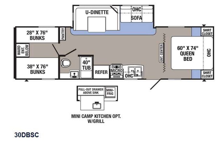 Representative floor plan provided by a trusted RVshare partner.