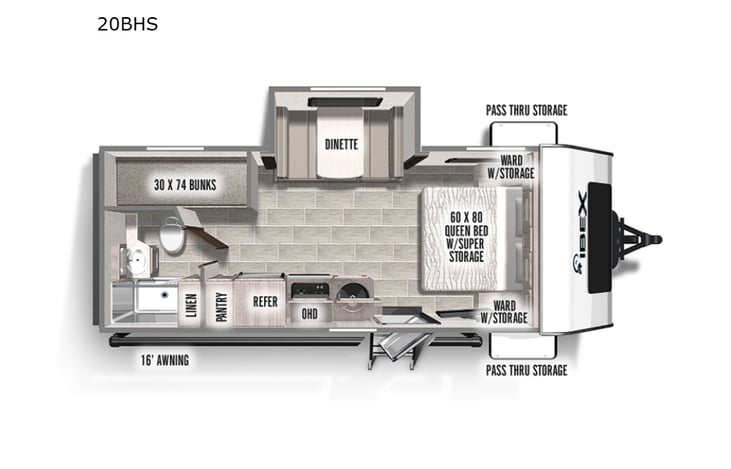 Representative floor plan provided by a trusted RVshare partner.