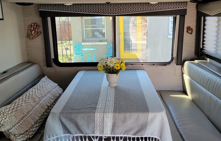 Dinette converts to a bed, sleeps 2