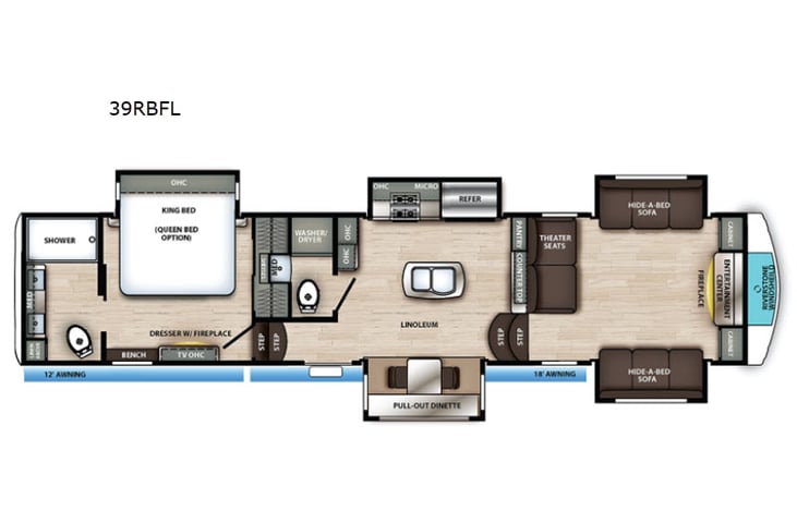 Representative floor plan provided by a trusted RVshare partner.