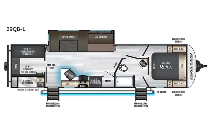 Representative floor plan provided by a trusted RVshare partner.