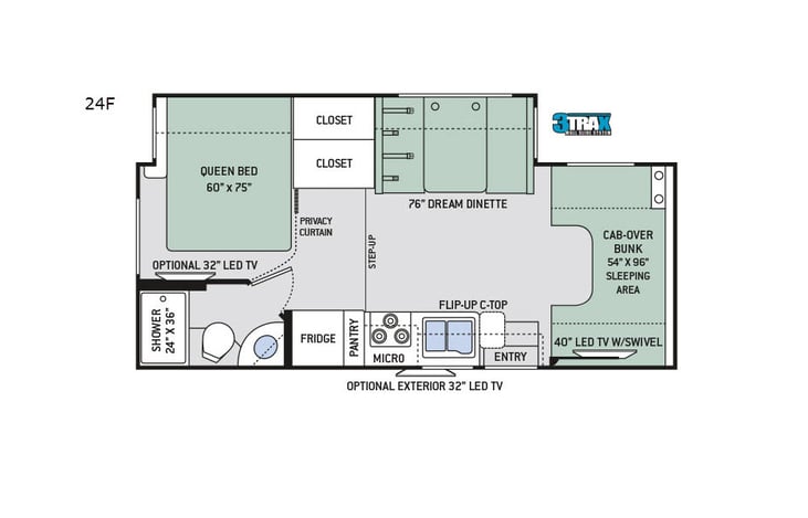 Representative floor plan provided by a trusted RVshare partner.