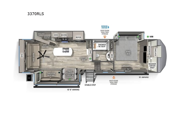 Representative floor plan provided by a trusted RVshare partner.