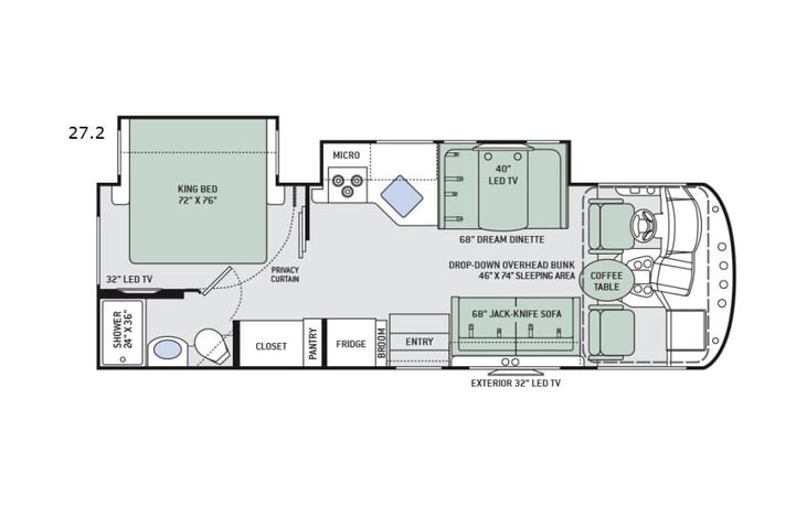 Representative floor plan provided by a trusted RVshare partner.