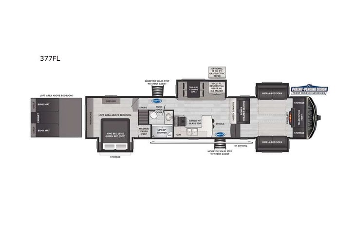 Representative floor plan provided by a trusted RVshare partner.