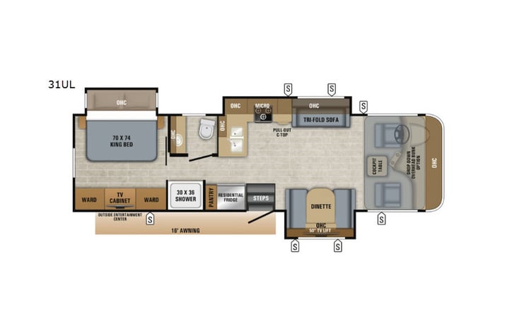Representative floor plan provided by a trusted RVshare partner.