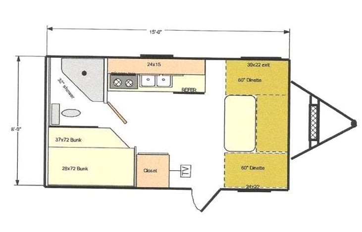 Representative floor plan provided by a trusted RVshare partner.