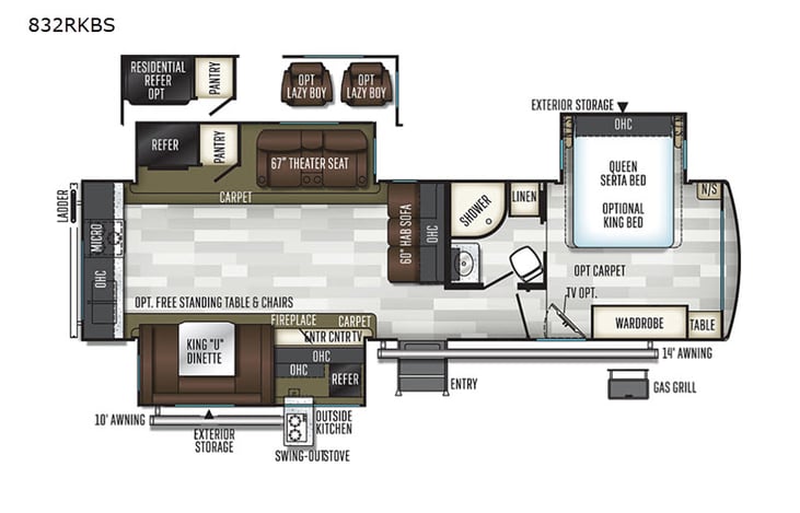Representative floor plan provided by a trusted RVshare partner.