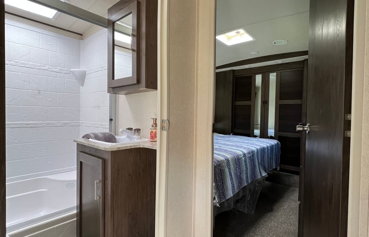 Master bedroom and bathroom