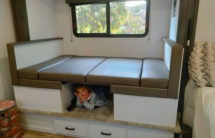 dining table converted into bed