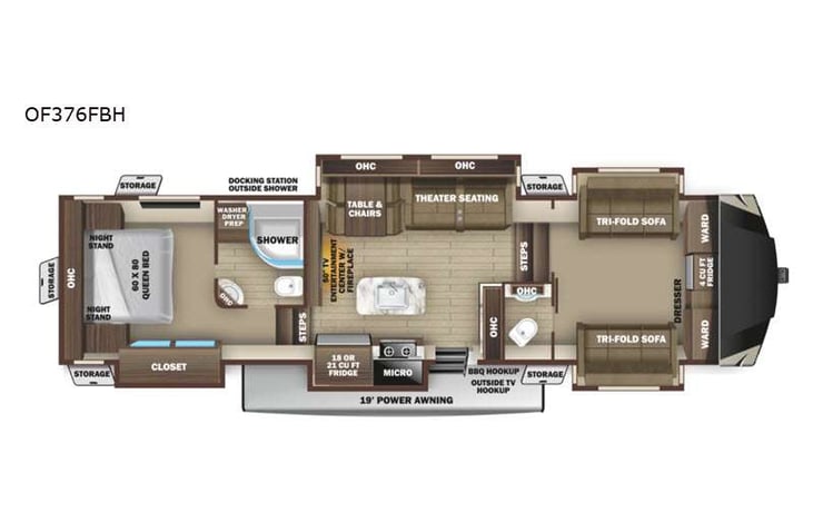 Representative floor plan provided by a trusted RVshare partner.