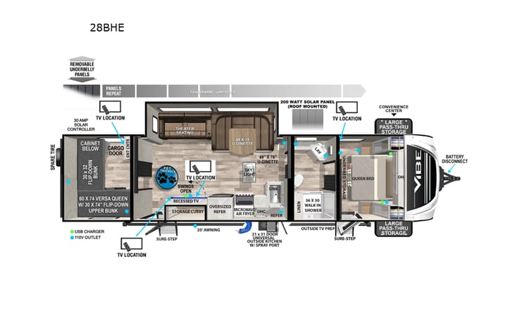 Representative floor plan provided by a trusted RVshare partner.
